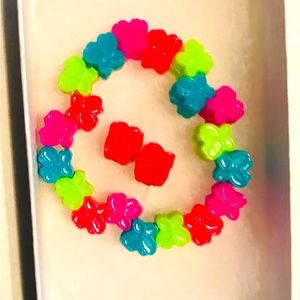 BUTTERFLY MULTI COLORED STRETCHY BRACELET AND EARRINGS SET 🦋